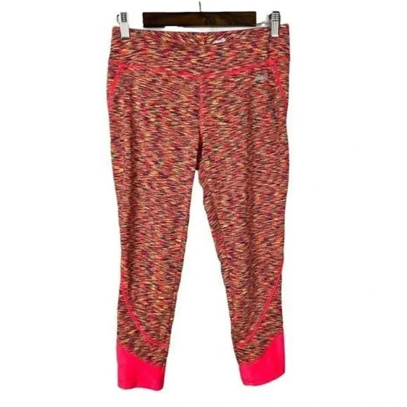 Avia Neon Pink Sprinkle Colorful Crop Athletic Pants M - Picture 1 of 3